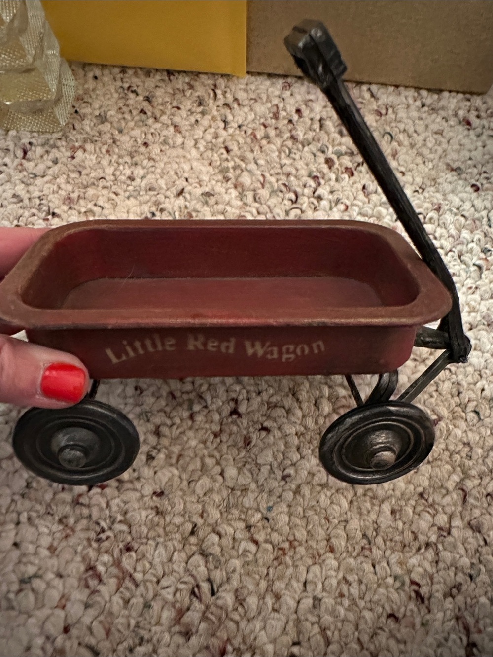 Vintage  Little Red Wagon Figurine - Red